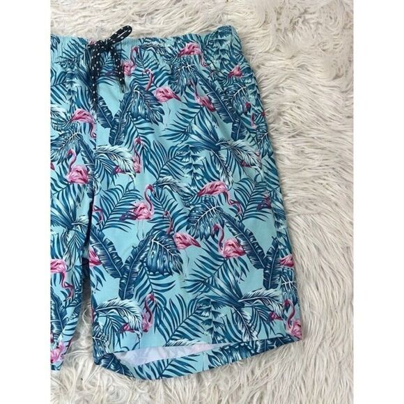 Surplus Men's Size XL Blue & Pink Tropical Flamingo Swim Trunks Board Shorts - Picture 9 of 9